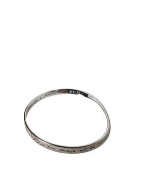 Minimalist Silver Tone Bangle Bracelet Engraved Sister Friend Quote Keepsake Gif